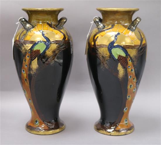 A pair of Thomas Forester Phoenix Ware vases height 33cm